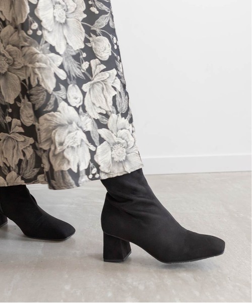 RANDA（ランダ） ブーツ 晴雨兼用 スクエアトゥチャンキーヒールブーツ