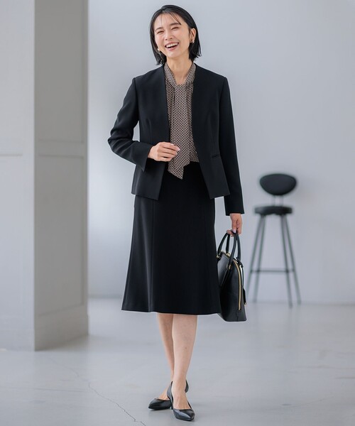 ジャケット ノーカラージャケット 「セットアップ対応/洗える」トリア