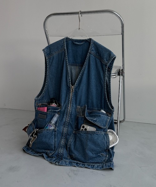 wee9s（ウィークス） ベスト ジレ 8 pockets BUDDY DENIM VEST / 8