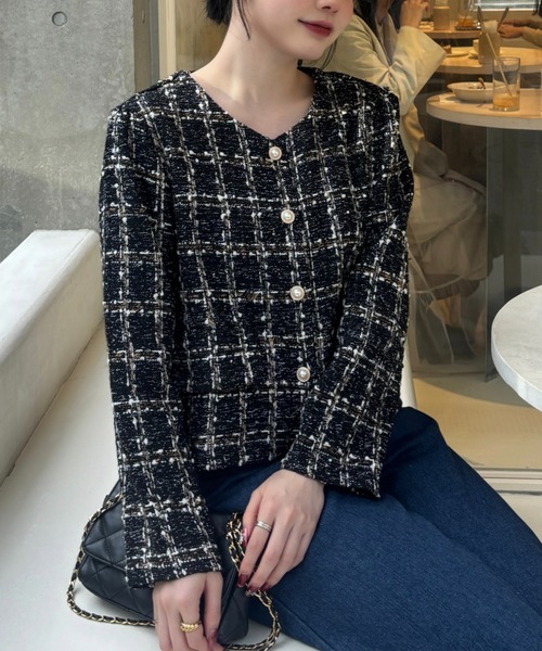 Ada. ジャケット ノーカラージャケット 「秋・冬ジャケット」金ボタン