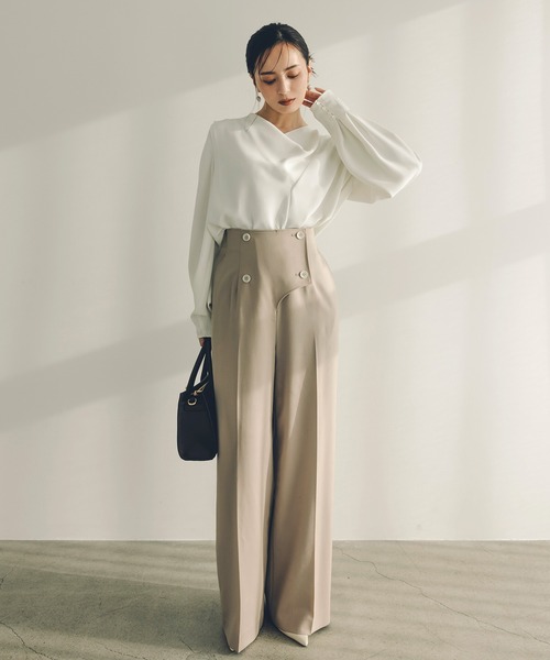 anuans（アニュアンス） 長袖ブラウス FREE サックスブルー レディース