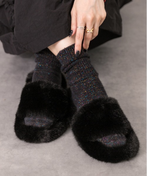 ad thie（アドティエ） サンダル ふわふわ エコファーサンダル