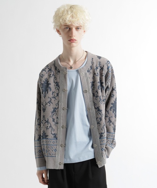 HARE（ハレ） カーディガン ダマスクガラメタルボタンカーディガン