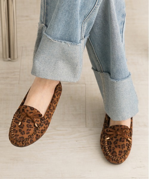 ad thie（アドティエ） デッキシューズ モカシン レオパード柄