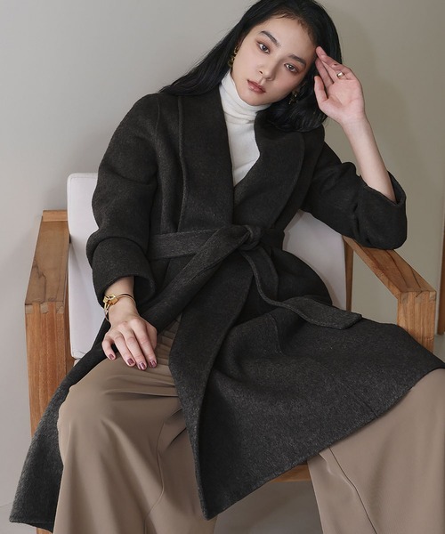 ELFRANK ノーカラーコート コート 「ウール90％＋アルパカ10％」ノー