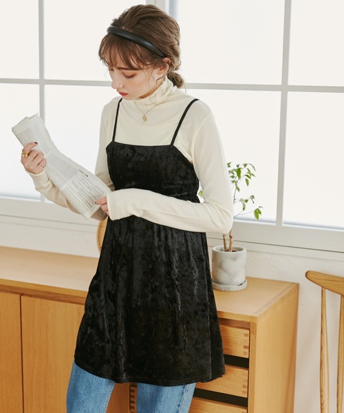 ANGIE キャミソール クラッシュベロアキャミチュニック レディース