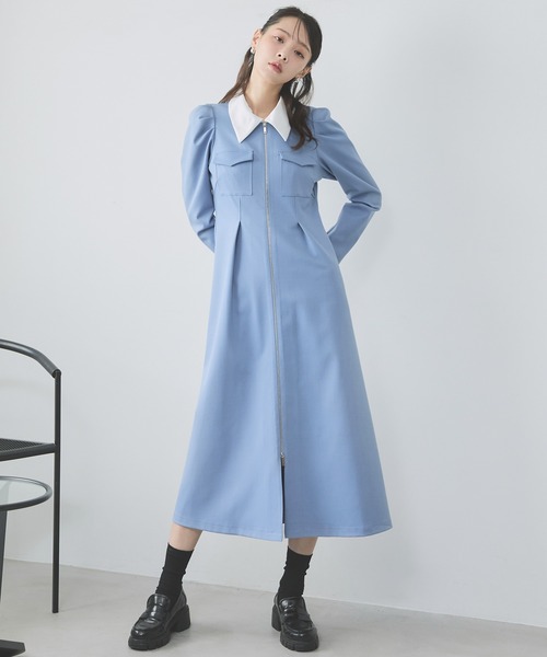 REDYAZEL（レディアゼル） ワンピース フロントZIPバイカラーロング