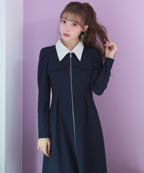 REDYAZEL（レディアゼル） ワンピース フロントZIPバイカラーロング