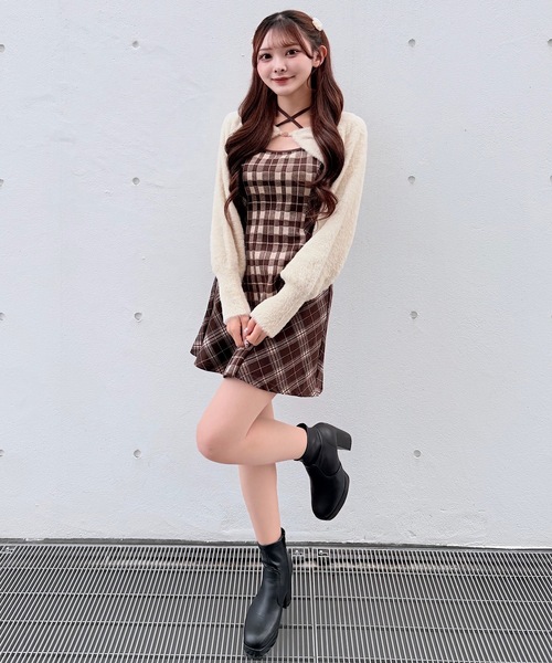 NOMAE（ノーマエ） ワンピース シャギーボレロミニチェックワンピース