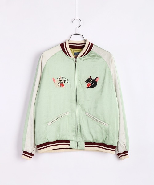 HOUSTON（ヒューストン） スカジャン レディース スカジャン 猫刺繍