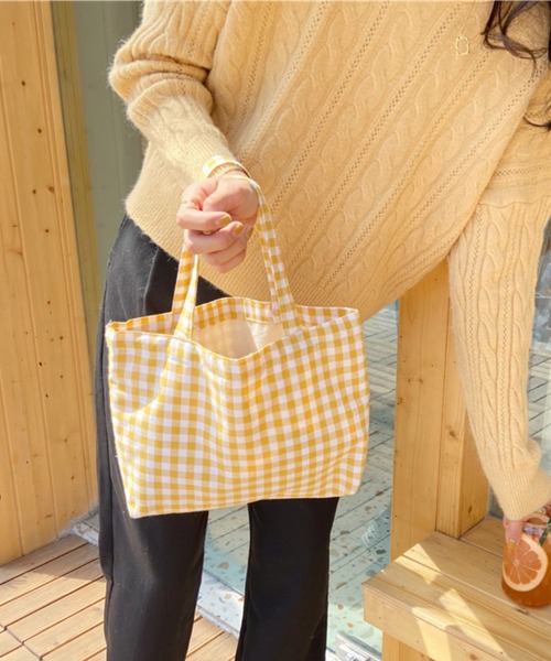 Mignonjour トートバッグ FReePLACe/ギンガムチェックミニトートバッグ