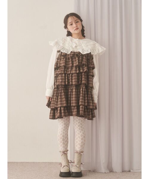 merry jenny（メリージェニー） ワンピース チェックホイップクリーム