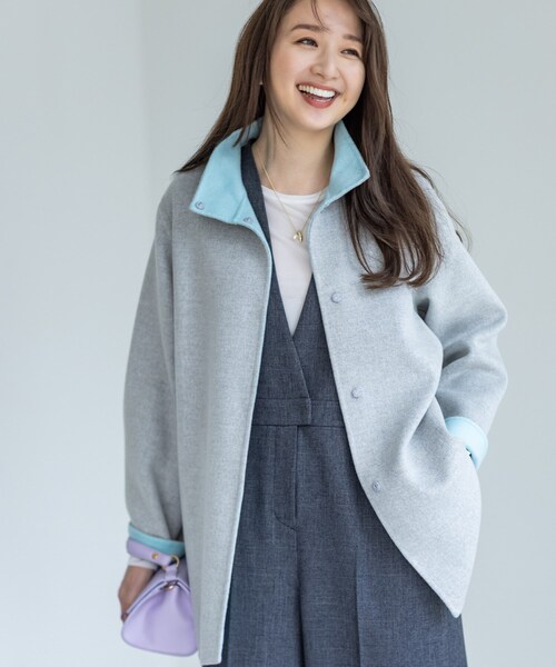 INDIVI（インディヴィ） コート アウター 「配色デザイン／ミドル丈