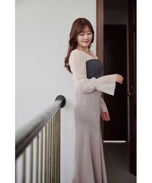 Her lip to ニット セーター Tulle Sleeve Knit Top レディース