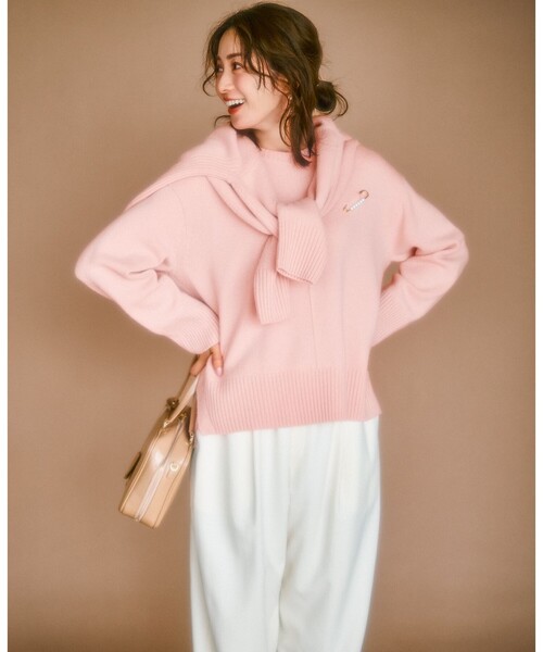 ニット セーター 「洗える」カシミヤブレンド クルーネック レディース