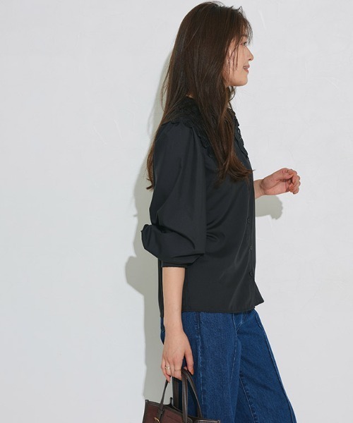 Pierrot（ピエロ） ブラウス シャツ 「襟取り外し可能」2wayレース襟