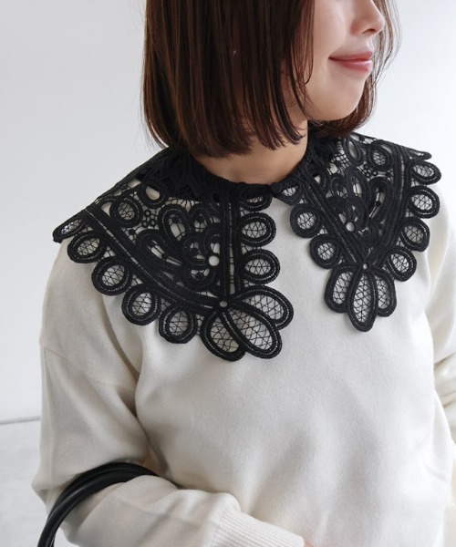 Pierrot（ピエロ） ブラウス シャツ 「襟取り外し可能」2wayレース襟