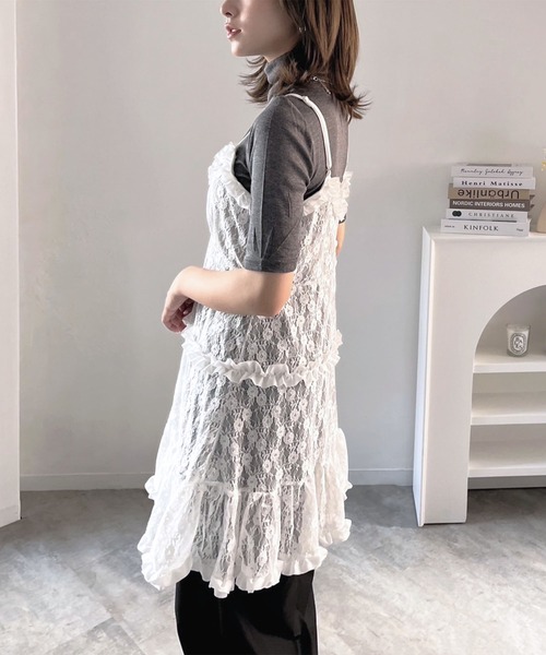 Jewelobe（ジュエローブ） キャミソール フリル×レースビスチェ