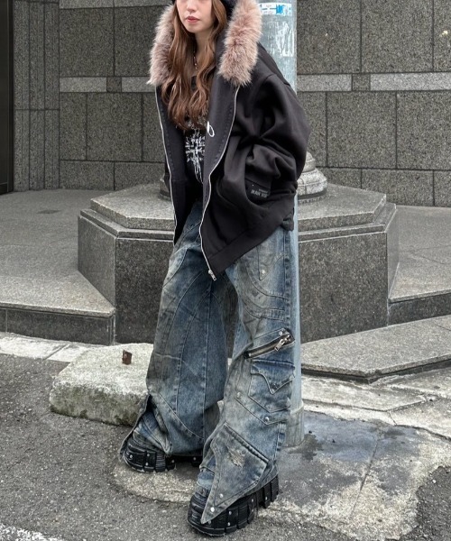 XU パーカー 「Never mind the XU」fur hoodie / 「ネバーマインド ザ