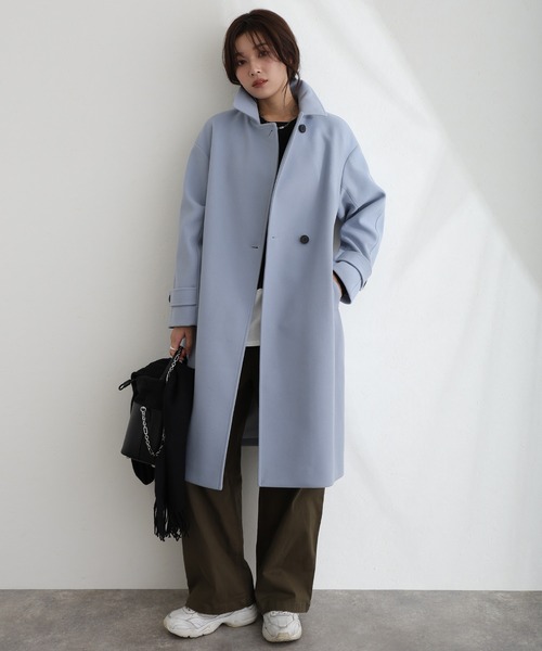 ElegChic ステンカラーコート コート 家で洗えるコート レディース