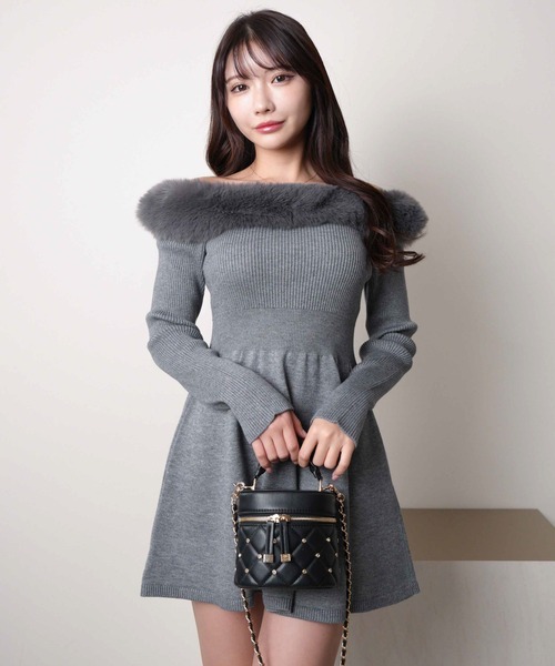 LIP SERVICE（リップサービス） ワンピース ファーオフショルフレア