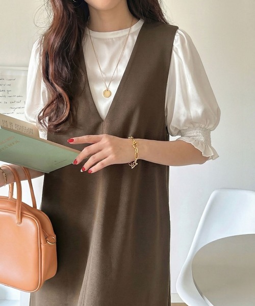 ESTNATION（エストネーション） 7分袖ワンピース 38 ネイビー