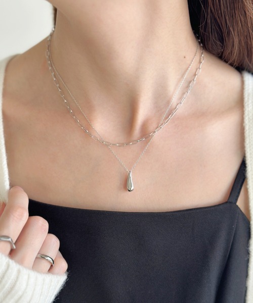 sowang ネックレス ドロップモチーフ2連ネックレス レディース