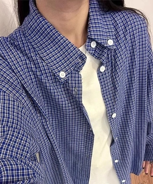 FreeZone ブラウス シャツ チェック柄オーバーサイズ長袖シャツ