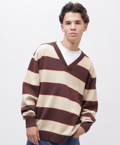 AVIREX（アヴィレックス） セーター ニット V-NECK BORDER KNIT / V