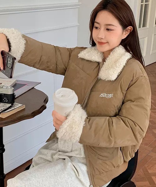 VIBGYOR ダウンコート ダウンジャケット 「EIZZ/アイズ」ボア襟＆袖