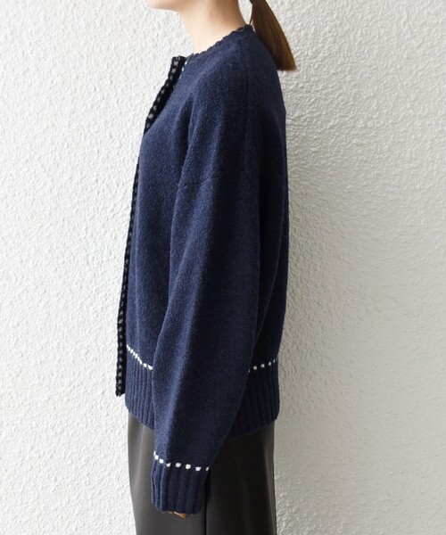 SHIPS any カーディガン any:「手洗い可能」ステッチ デザイン ルーズ