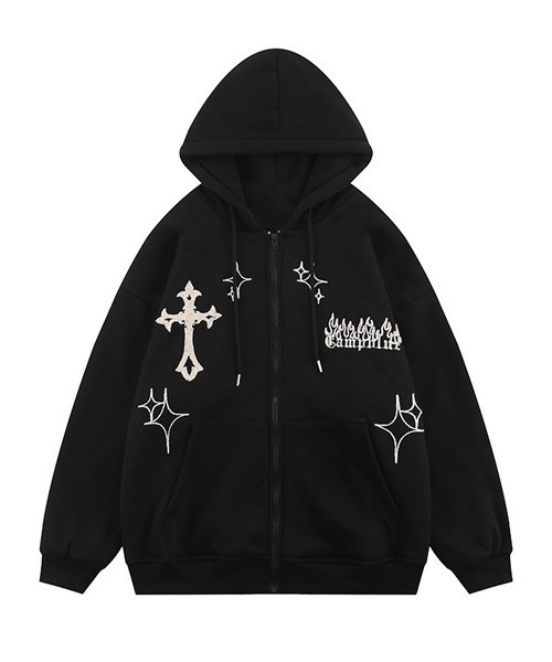 Ressaca（レサーカ） パーカー オーバーサイズサガラ刺繍フード付き