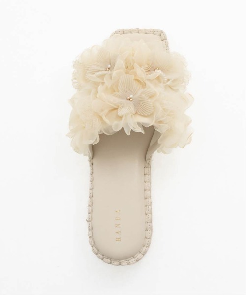 RANDA（ランダ） サンダル シフォンフラワーミュールサンダル