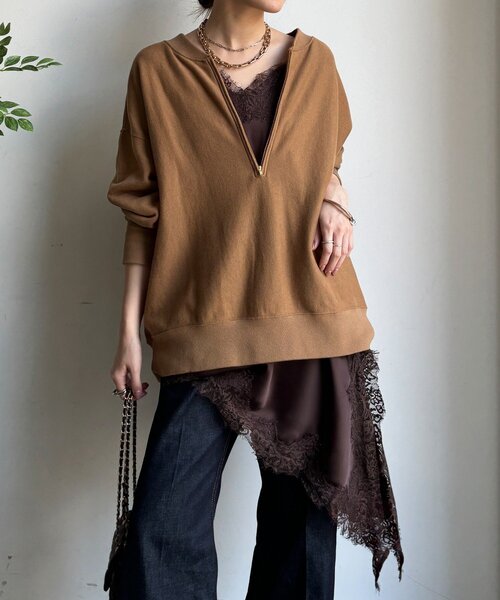 DouDou（ドゥドゥ） キャミソール アシメレースキャミ : ZOZOTOWN