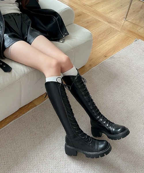 LADY LIKE（レディライク） ブーツ レースアップ厚底ロングブーツ