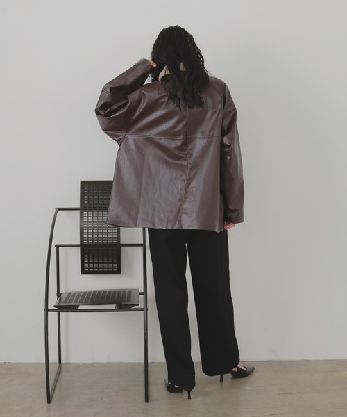 LIAN（リアン） カバーオール ボア襟フェイクレザーカバーオール