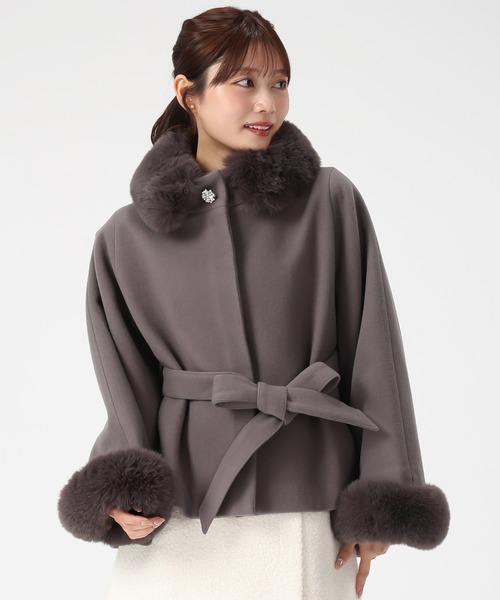 MISCH MASCH（ミッシュマッシュ） ポンチョ 2025秋冬新作 ブローチ付き