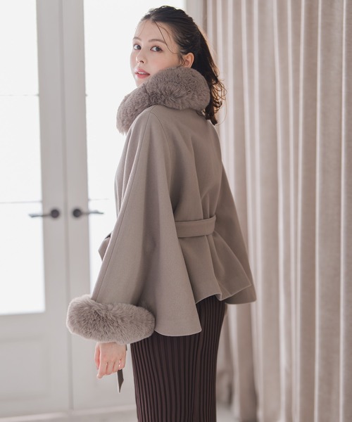 MISCH MASCH（ミッシュマッシュ） ポンチョ 2025秋冬新作 ブローチ付き