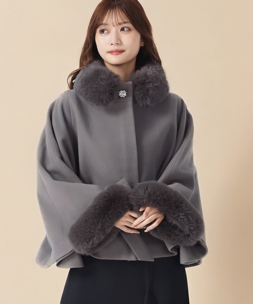 MISCH MASCH（ミッシュマッシュ） ポンチョ 2025秋冬新作 ブローチ付き