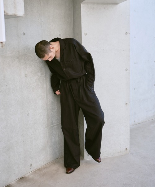 Camphor wood オールインワン open collar belted assort l/s jump