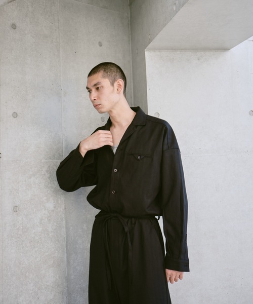 Camphor wood オールインワン open collar belted assort l/s jump