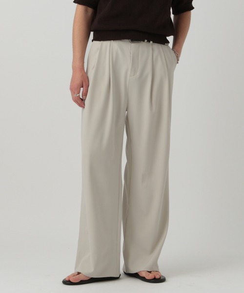 LURAKU スラックス 「LURAKU」two tuck wide straight slacks / 2