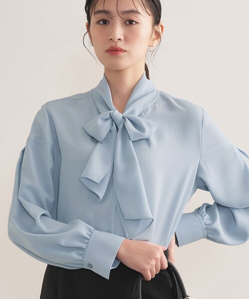 極美品 セオリー 長袖 ジョーゼット タイブラウス アイス 極美品