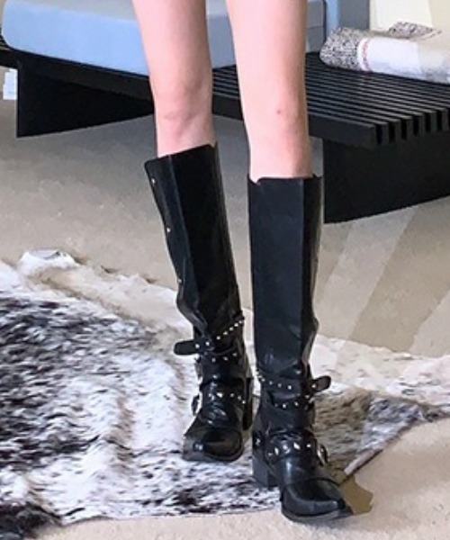 lilful ブーツ 「2WAY」Y2K 足首ベルト付き サイドボタンデザイン