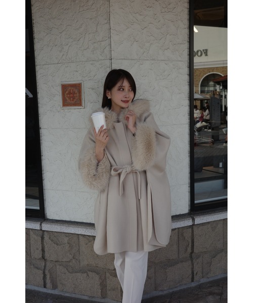 CELFORD（セルフォード） ポンチョ ファーポンチョコート レディース