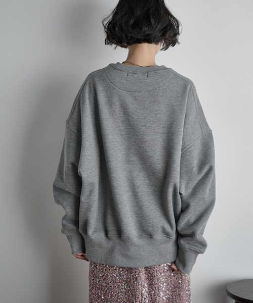 THE Yon トレーナー スウェット フロッキープリント裏起毛スウェット