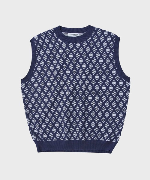 TTT MSW（ティー） ベスト ジレ 「TTTMSW/ティー」Diamond knit polo