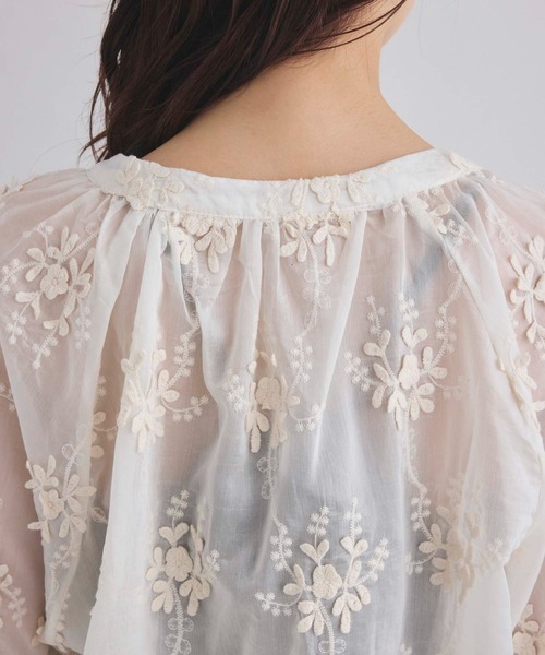 fifth（フィフス） ブラウス シャツ フラワー刺繍シアーブラウス