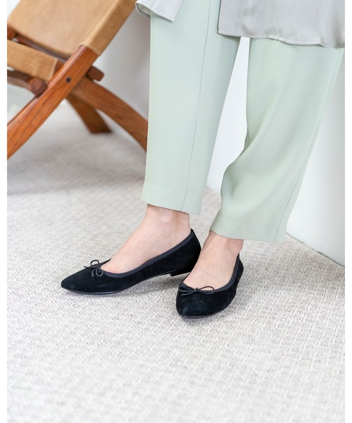 バレエシューズ パンプス ポインテッドトゥ フラット シープスエード