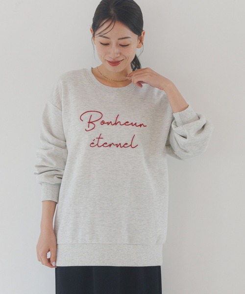 LAKOLE（ラコレ） トレーナー スウェット 裏起毛ブラシ刺繍スウェット